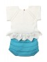 White Blue Short Sleeve T-shirt with Panty Baby Suit