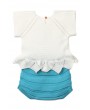 White Blue Short Sleeve T-shirt with Panty Baby Suit