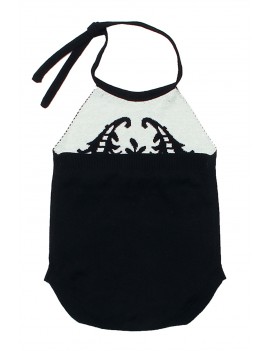 Black Childish Flower Knit Hater Infant Bodysuit