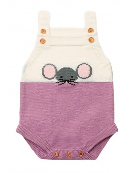 Lilac Little Mouse Cotton Bodysuit Sleeveless Baby Suit